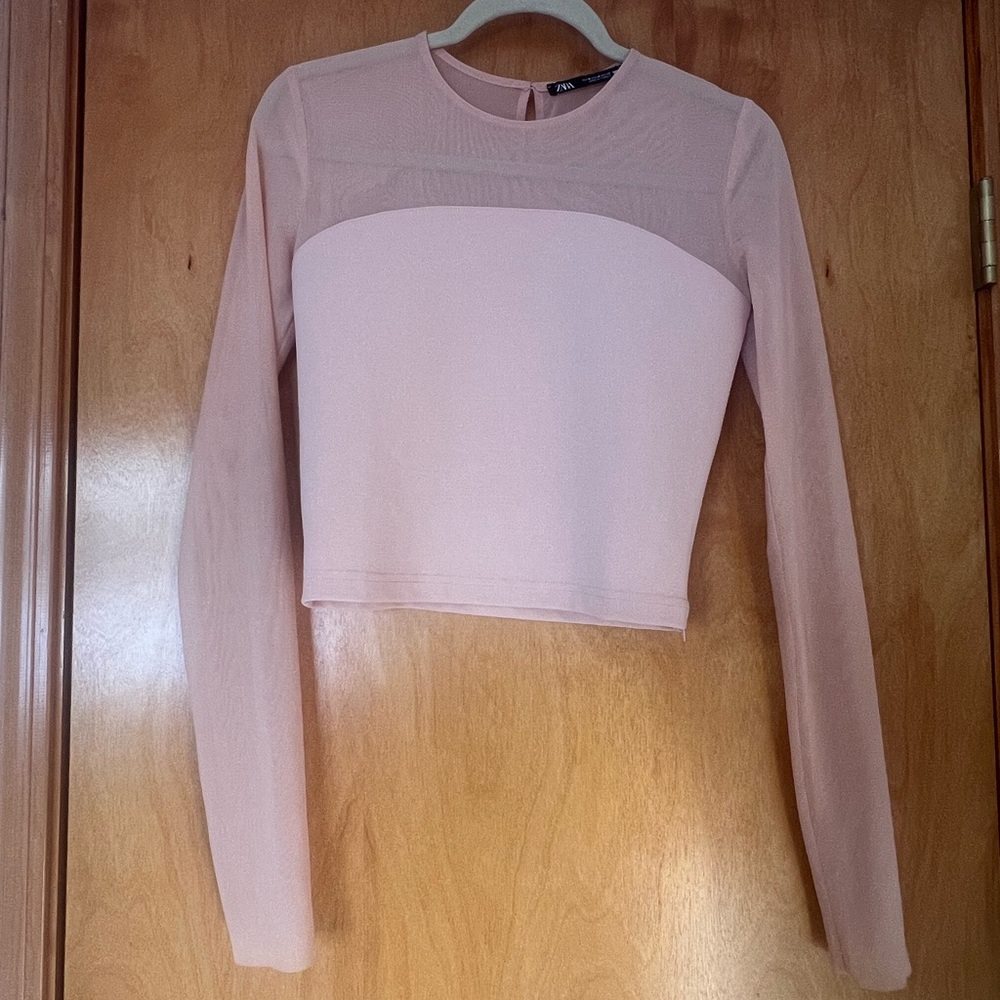 Zara Soft Pink Long Sleeve Top